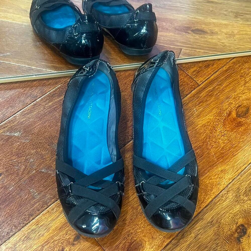 Black patent leather ballet flats